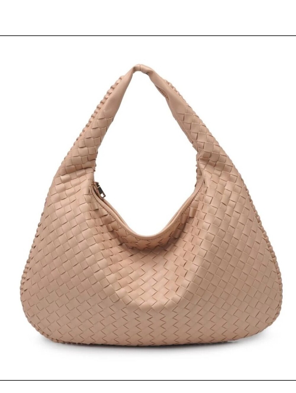 Urban Expression Victoria Veneta Woven Hobo pleather handbag laptop Beige
